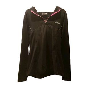 Asics Pullover Running Jacket - Black - Long Sleeve with Hood- Size L